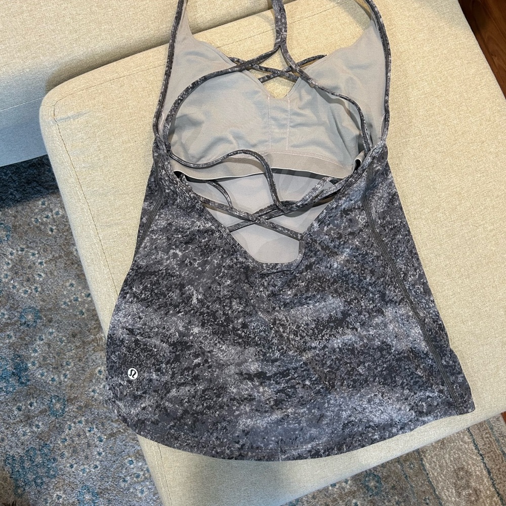 Lululemon grey / black Strappy Open Back Tank Top
